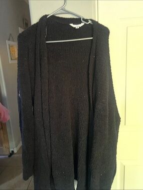 Time and Tru Black Open-Front Cozy Cardigan